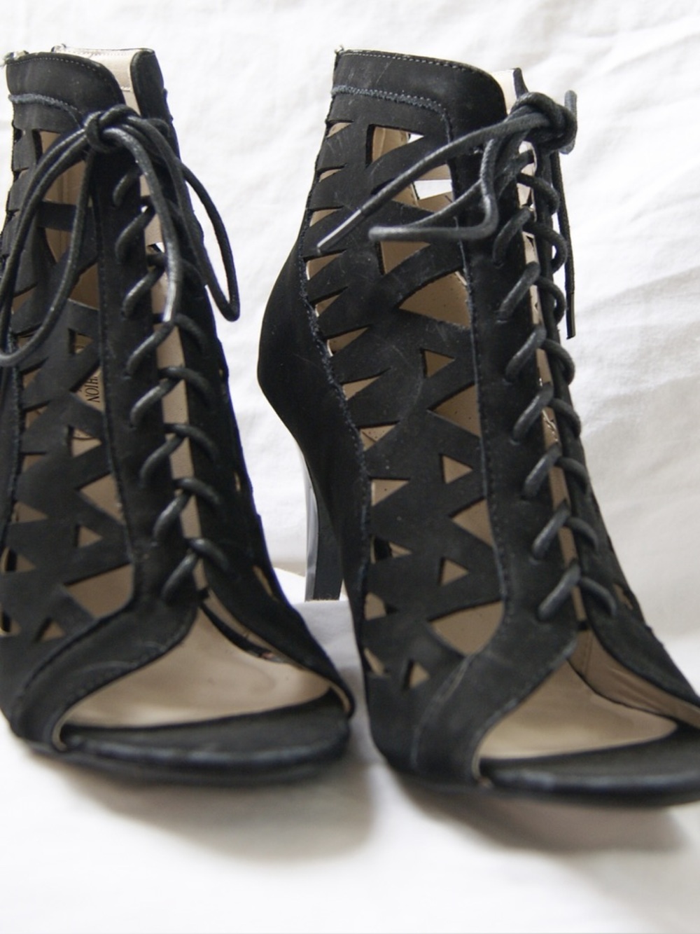 Avon Cushion Walk Black Lace-Up Heels